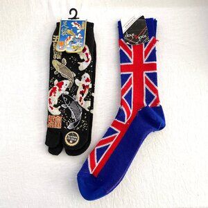 Vintage souvenir socks - England Japan